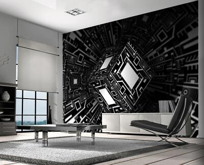 #ad 3D Illusion Black amp; White Wallpaper Woven Self Adhesive Wall Mural Art M104 $227.58