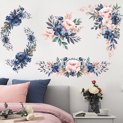#ad Flower Pattern Wall Sticker Removable Wall Stickers Pvc Wall Art Decals Home $5.35
