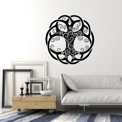 #ad Vinyl Wall Decal Circle Tree of Life Celtic Ornament Home Decor Stickers 4392ig $29.99