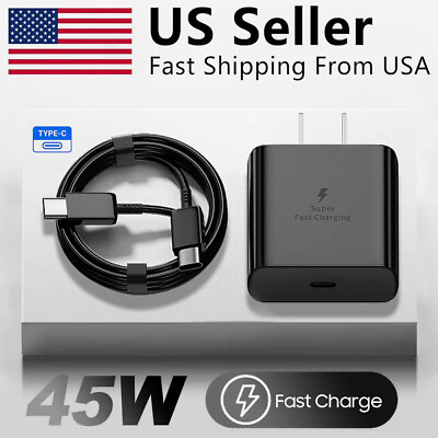 #ad ⚡45W Type USB C Super Fast Wall Charger6ft Cable For Samsung Galaxy S22 S23 S21 $5.89