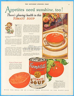 #ad 1928 Campbell#x27;s Tomato Soup Antique 1920s Kitchen Wall Decor Magazine Ad $27.99
