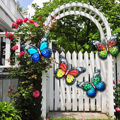 #ad #ad Pack of 4 Large Metal Butterflies Garden Ornament Butterfly Wall Art`Decor Decal $12.89