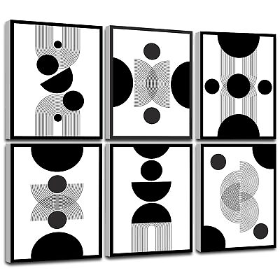 #ad FRAMED Abstract Wall Art Modern Black And White Wall Art Abstract Geometric... $49.82