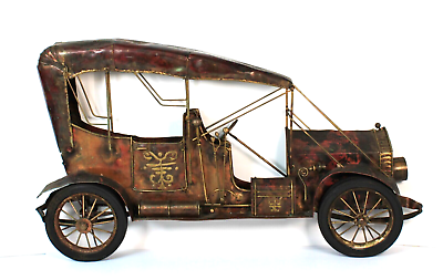 #ad Mid Century Metal Art Sculpture Hand Made Wall Art Metal Antique Car Wall Art $321.30