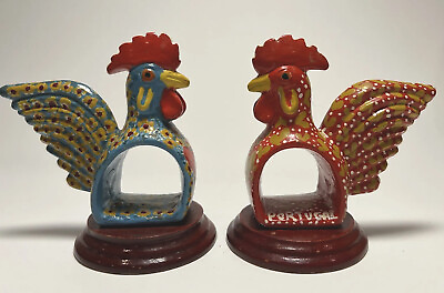 #ad 2 Barcelos Rooster Kitchen Decor Good Luck Hand Painted Portugal Portuguese $11.00