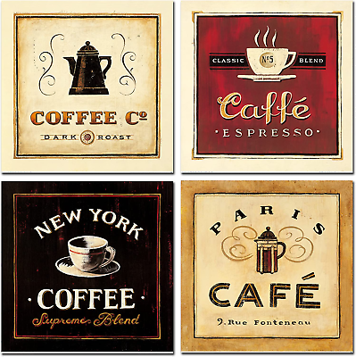 #ad #ad Coffee Wall Art Kitchen Decor Vintage Canvas Prints Coffee Cup Latte Mocha Cafe $41.48
