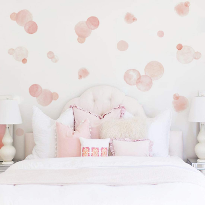 #ad #ad Watercolor Pink Polka Dots Wall Decals Peel and Stick Stickers Art Mural Decor f $8.99