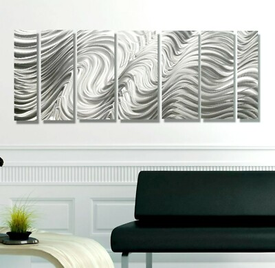 Silver Abstract Metal Wall Art Etched Hanging Sculpture Decor for Indoor Outdoor $390.00