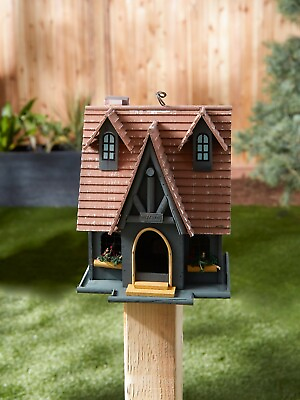 #ad Gray Eucalyptus wood Storybook Cottage Hanging Birdhouse Outdoor D�cor $38.18