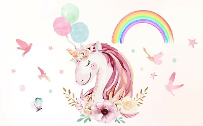 #ad 3 Sheets Unicorn Wall Decals for Girls Bedroom Unicorn Decals for Girls Room $9.97