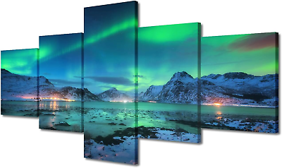 #ad Aurora Borealis Canvas Wall Art Northern Lights Wall Decorations for Living Room $74.99