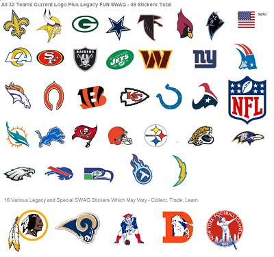 #ad 49 NFL Vinyl Sticker FunSWAG Set.All 32 Current Team Logos 17 Retro amp; Historic $10.86