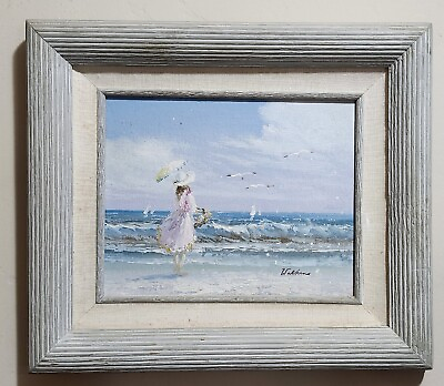 #ad Lady On Beach an Oil Painting On Canvas by Philip Watkins $65.00