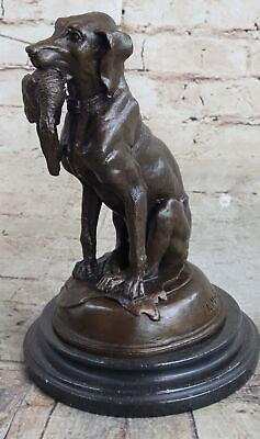 #ad Moigniez Labrador Hunting Dog Duck Bronze Figurine Art Deco Animal Figure Sale $309.00