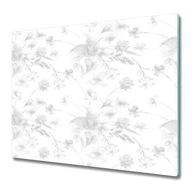 #ad Tempered Glass Worktop Saver Kitchen Flowers white and grey 60x52 $46.95