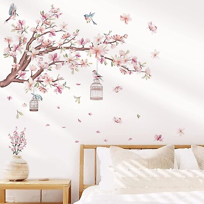 #ad WALL STICKER FLOWER DECAL TREE BRANCH BIRDS VINYL MURAL HOME LIVING ROOM DECOR $25.99