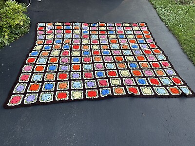 #ad #ad Xtra Large Vintage 3D Puff Rose Crochet Blanket 90x97 $200.00
