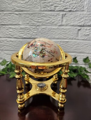 #ad Unique Art Table Top Gemstone 7.5quot; dia. World Globe 8 Inches tall on stand $100.00