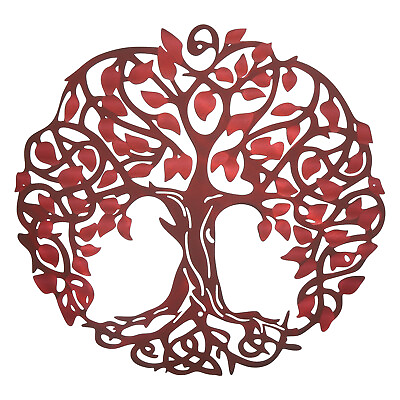 #ad Metal Tree Wall Decor Tree of Life Wall Sculpture Decoration Red Brown AU $29.34