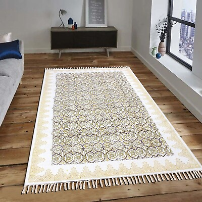 #ad Kitchen Yellow Mat Living Room Kilim Handmade Cotton Carpet Runner Area Rug $328.50