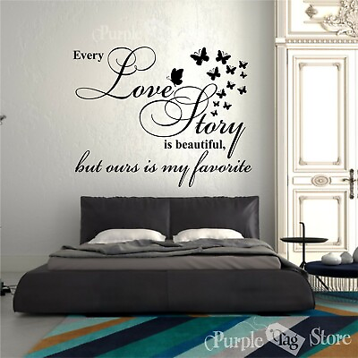 Love Story Vinyl Art Butterflies Home Style Wall Bedroom Quote Decal Sticker $31.99