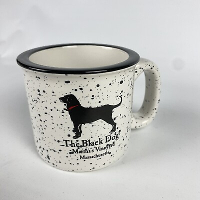 #ad Ceramic Black Dog Coffee Mug Martha#x27;s Vineyard Speckled Restaurant Thick Lip $14.49