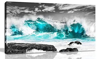 #ad Beach Pictures Wall Art Ocean Wall Art For Bedroom Living Room 47quot;x23quot; Teal $132.44