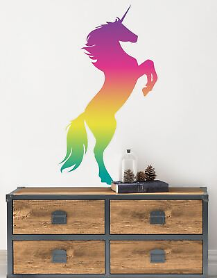 #ad Rainbow Unicorn Wall Decal Sticker. Girl’s bedroom decor. Fantasy Silhouette Des $19.95