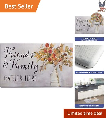 #ad Floral Themed Kitchen Mat Stain Resistant Easy to Clean 18quot; x 30quot; Grey ... $23.39