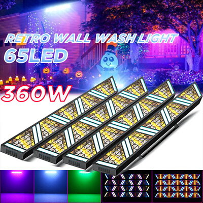 #ad Retro Wall Wash Stage Light Bar GoldenRGB 65LED Strobe DMX Party Disco DJ Light $458.99
