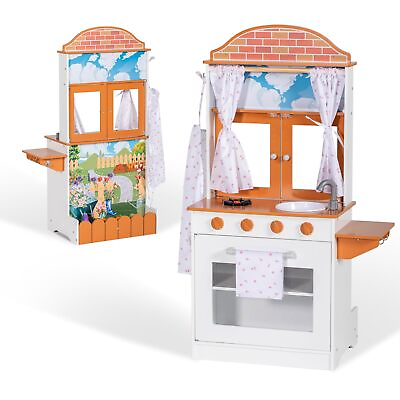 #ad #ad BRINJOY Play Kitchen for Kids Double Sided Wooden Kitchen Playset W Oven W... $93.32