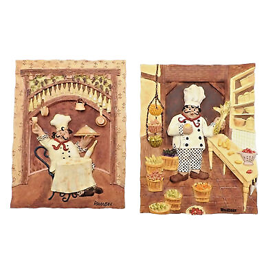 #ad Riggsbee Italian Chef Wall Plaques Kitchen Decor Wall Art Tiles Resin $24.50