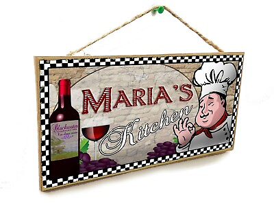 #ad Maria#x27;s Kitchen Italian Wine Fat Chef Style 5x10 Maria SIGN $15.99