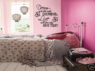 #ad DREAM LIVE Girls Teen Bedroom Vinyl Wall Art Decal Sticker Lettering Words 36quot; $32.11