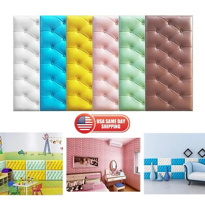 10x 3D Foam Panels Leather Style Wall Sticker Tile Self adhesive Wallpaper Decor $44.99