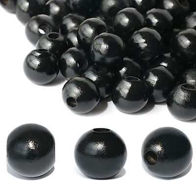 #ad 280pcs Wood Beads for Crafting Art and DIY Decorations Beads 16mm Black $20.23