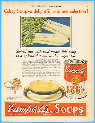 #ad 1928 Campbell#x27;s Celery Soup Vintage 1920s Kitchen Wall Decor Magazine Ad $27.99
