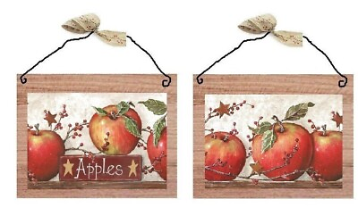 Apple Pictures Primitive Country Kitchen Wall Hangings Home Plaques Apples #110 $10.99