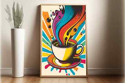 #ad Colorful Coffee Wall Art Retro Pop Art For Kitchen Decor Vintage Food Poster $39.99