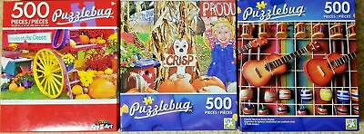 3 Pre Owned puzzles 18 x 11 Guitars Country Signs Autumn Harvest By Puzzlebug $14.99