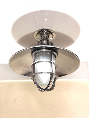 #ad #ad Vintage Home Interior Design Silver Shiny Aluminum Bulkhead Light With Shade $108.00