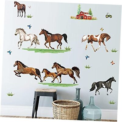 #ad Farm Animal Wall Decals Horse Wall Stickers Bedroom Living Room Sofa TV $24.91