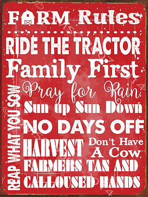 #ad Farm Rules Metal Sign Humor Rustic Decor Country Decor $21.99