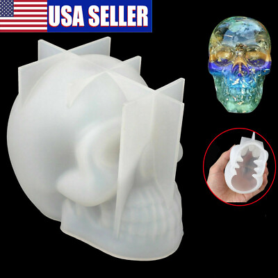 DIY 3D Silicone Resin Casting Mold Skull Head Halloween Mould Tool Epoxy Craft $8.96