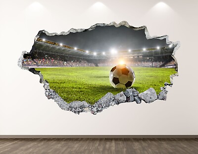 #ad Soccer Wall Decal Art Decor 3D Smashed Kids Ball Sports Nursery Sticker BL19 $49.95
