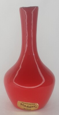 #ad Haeger Pottery Vase RG 68 Red With Original Label Mid Century Modern Home Decor $24.49