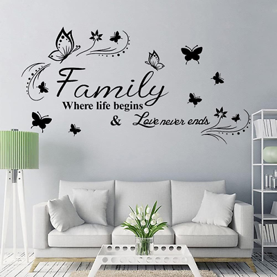 #ad #ad Wall Stickers Wall Decor for Living Room Bedroom Kitchen Quote Family Where Lif $17.24