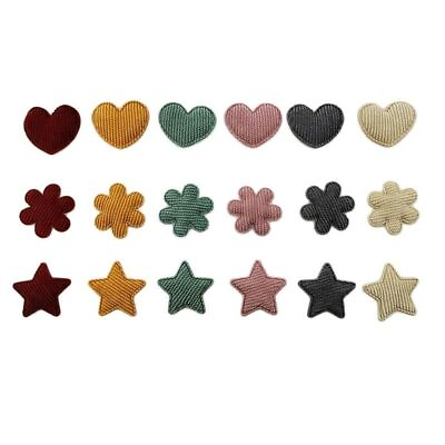 #ad 100pcs Heart Flower Star Patches Striped Padded Patches Clothing DIY Decorations $12.04