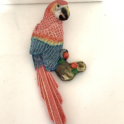 #ad parrot Vintage￼ pink and blue Glitter 12 inches Tall wall Figure 40 $14.00