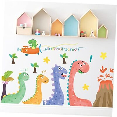 #ad Cartoon Animals Wall Stickers Colorful Dinosaur Wall Decals Peel and Stick Wu $21.88